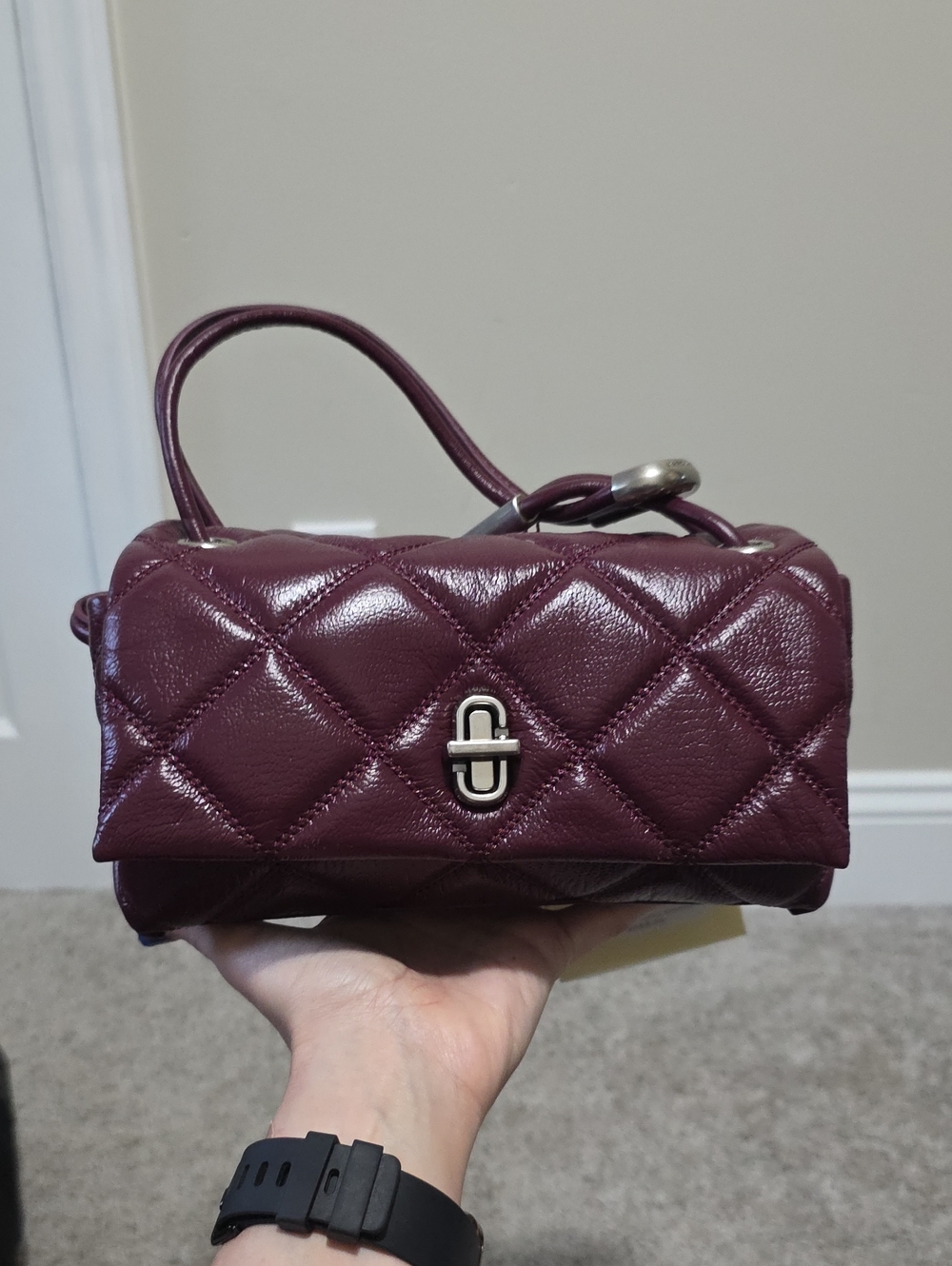 Marc Jacobs Quilted Mini Dual Shoulder Bag Dark Plum Rare
